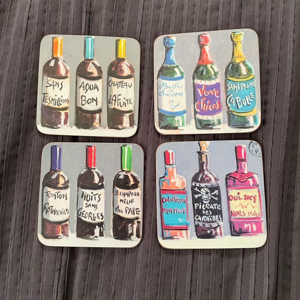 French Bottle Coasters Set